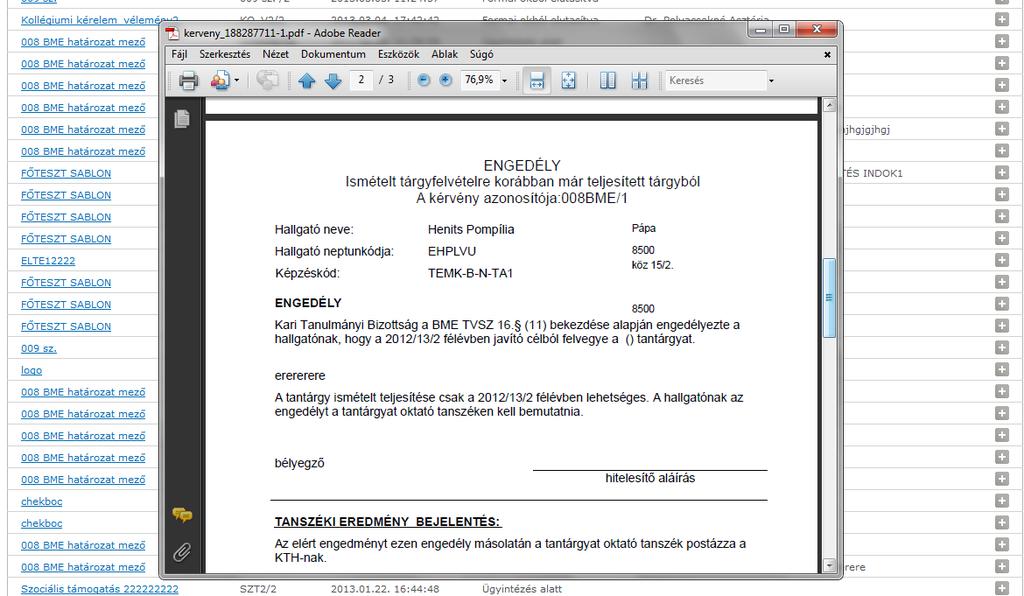 Határozat megtekintése és nyomtatása 6.1.