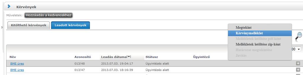 Amennyiben a feltöltendő fájl már feltöltésre került a leadandó kérvényhez, akkor a program egy megerősítendő üzenetben kijelzi, hogy "Ezzel a névvel már van felöltve