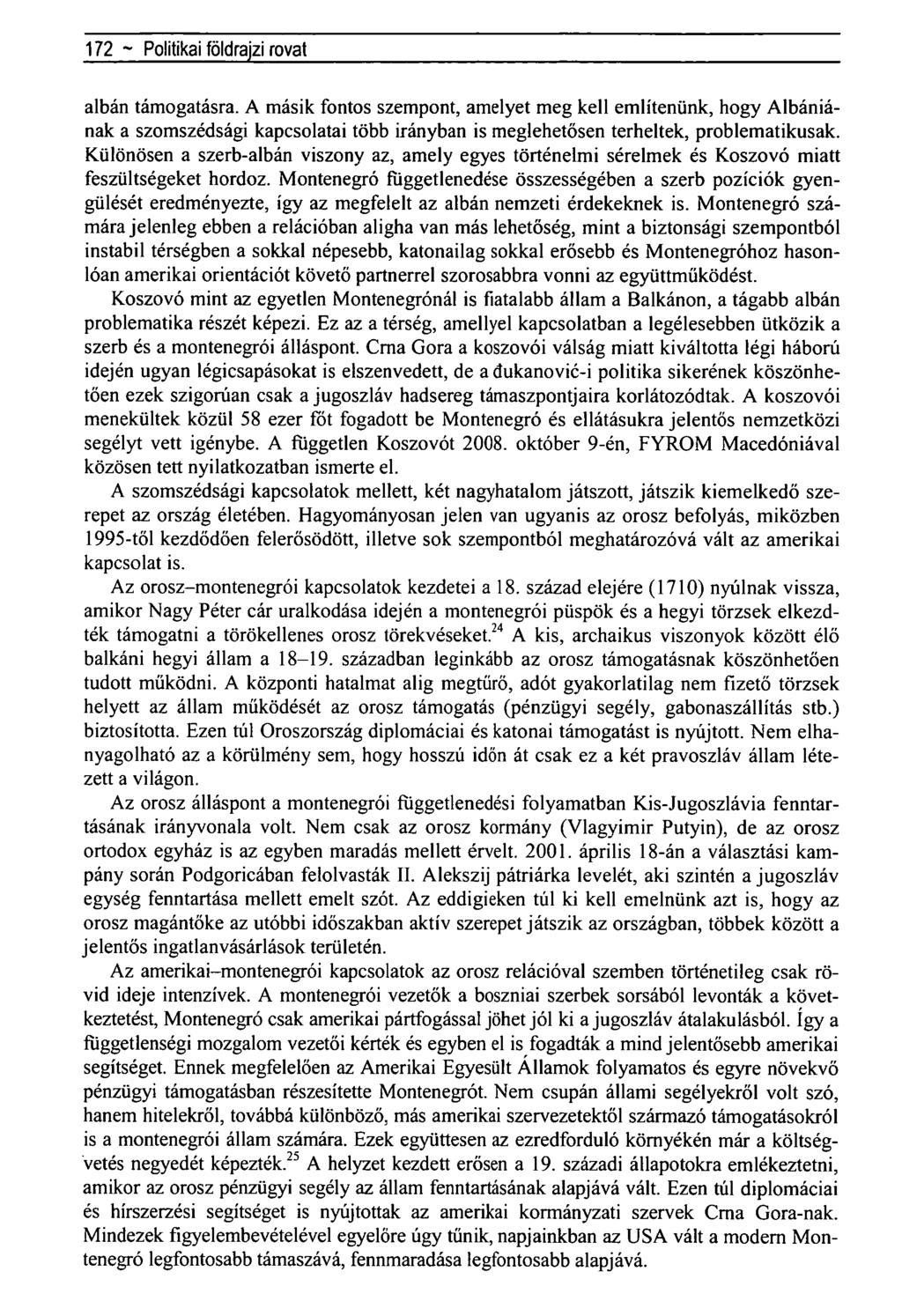 172 ~ Regionálistudományi közlemények rovatalbán támogatásra.