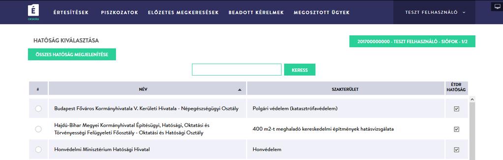 19 Ha a sok találat miatt nehézkes a keresett hatóság/szerv megtalálása, használja a keresőmezőt, mely a név és a szakterület oszlopban is keres.