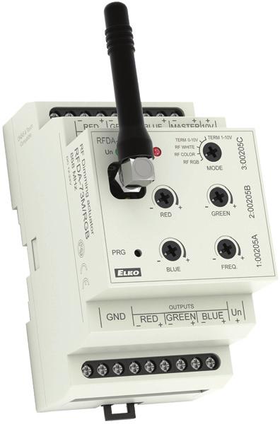 3 RFDA-73M/RGB ED szalag fényerőszabályzó (RGB) RFDA-73M/RGB Tápfeszültség csatlakozók: Un+, GD Tápfeszültség: 1-4 V DC, stabilizált Max.s fogyasztás terhelés nélkül: 0.
