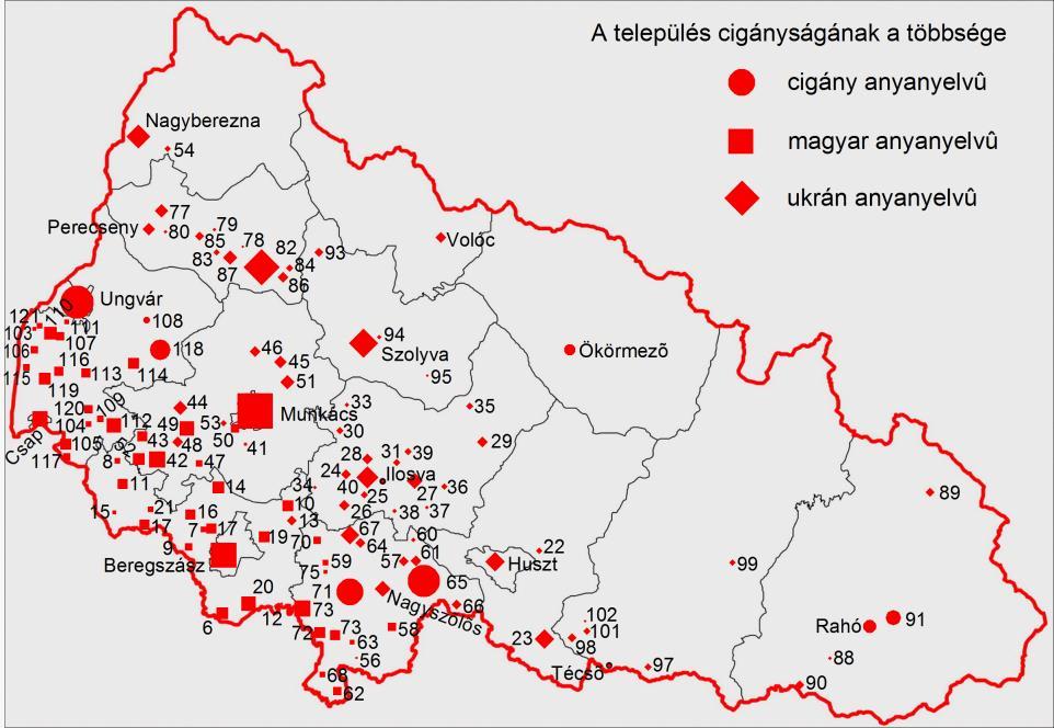 Település A település ukrán neve Közigazg. egység Sorszám Ebből Állandó cigány, lakosság fő Ebből cigány, % (2001) (2001) Ebből cigány, fő (2016) 114. Oroszkomoró Руські Комарівці Ungvári j.
