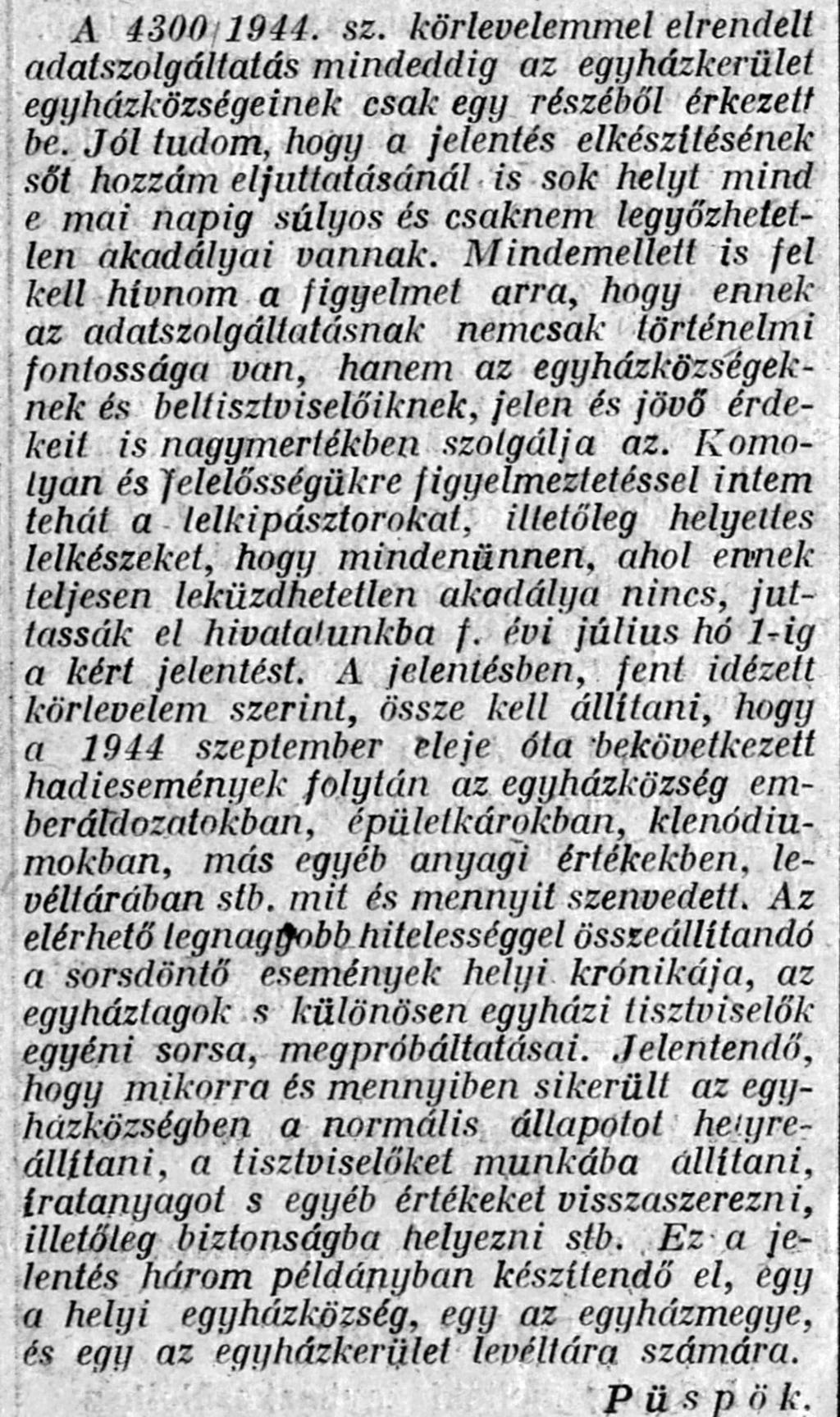 6. kép Révész Imre tiszántúli püspök utasítása megjelent: