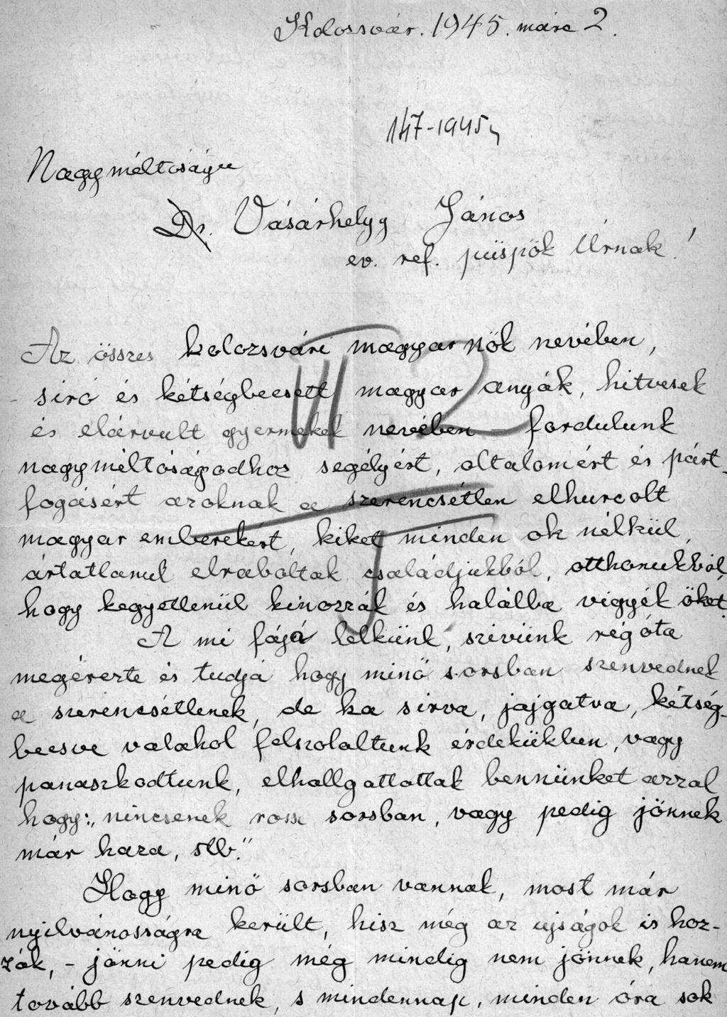 Murádin János Kristóf, PhD ki hónapok óta tartó, szomorú helyzetüket, 1945.