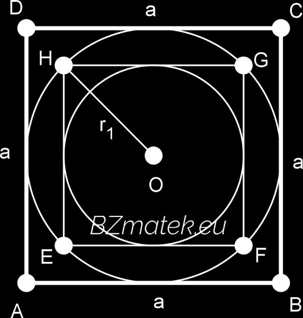 Tekintsük az első néhány négyzetoldal hosszát: a 1 = a; a 2 = a 1 2 2 = a 2 2 ; a 3 = a 2 2 2 = a 1 2 ; Tekintsük az első néhány sugár hosszát: r 1 = a 1 1 2 = a 1 2 ; r 2 = a 2 1 2 = a 2 4 ; r 3 = a