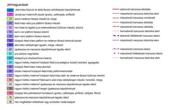 egyes szerkezeti egységeken belül fejlődéstörténetüknek megfelelően, összevontan ábrázolják a földtani formációkat, azaz a jelkulcsi kategóriák nem