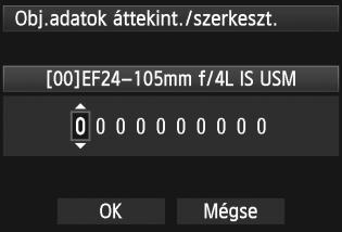 3 Az AF-fókuszpont finombeállításan Adja meg a sorozatszámot. A <5> tárcsa forgatásával válassza ki a megfelelő számjegyet, majd a <0> gomb megnyomásával jelenítse meg a <r> elemet.