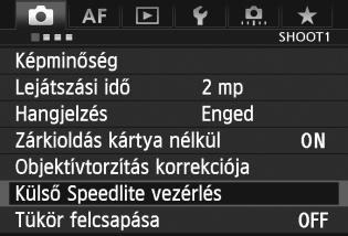 3 A vaku beállításan A vakufunkció-beállításokkal kompatibilis EX sorozatú Speedlite vaku csatlakoztatása esetén a fényképezőgép menüképernyőjén is megadhatók az egyedi funkciók és a