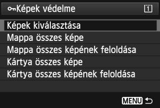 K Képek védelme A képek védelmére szolgáló funkció megakadályozza a képek véletlen törlését. 3 Egyetlen kép védelme 1 Válassza a [Képek védelme] lehetőséget.