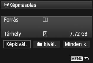 Legkisebb fájlszám A mappában található képek száma Mappa neve Legnagyobb fájlszám 2 3 Válassza ki a [Képkivál.] elemet.