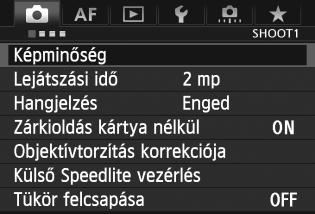 3 Menüműveletek Menübeállítási eljárás 52 1 2 3 4 5 6 Jelenítse meg a menüképernyőt. A menüképernyő megjelenítéséhez nyomja meg a <M> gombot.