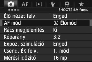 A következő menüfunkciók magyarázata feltételezi, hogy már megtörtént a <M> gomb megnyomása a menü képernyő megjelenítéséhez.