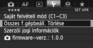 Előkészítő lépések 3 A fényképezőgép visszaállítása az alapértékekren A fényképezőgép felvételkészítési beállításai és a menübeállítások visszaállíthatók az alapértelmezett értékekre.