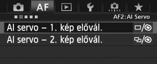 3 AF-funkciók testreszabásan Az [22] [25] menülapokon beállíthatja a fényképezési szokásainak és a témának leginkább megfelelő AFfunkciókat. 22: AI Servo AI servo - 1. kép elővál.