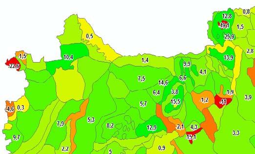 A regionális elemzés azonban kimutatja, hogy a dél-angliai területek erdőszegély-csökkenését (mely Európában a legjelentősebb) az Egyesült Királyság szintjén elfedi a Skócia területén tapasztalt