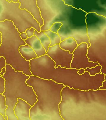 lépés: Magassági modell megemelt inverzének elkészítése. Képlet = Tengerszint feletti magasság (m) * (-1) + 10 000 2. lépés: Vízgyűjtő-elemzés a magassági modell megemelt inverzén (1.