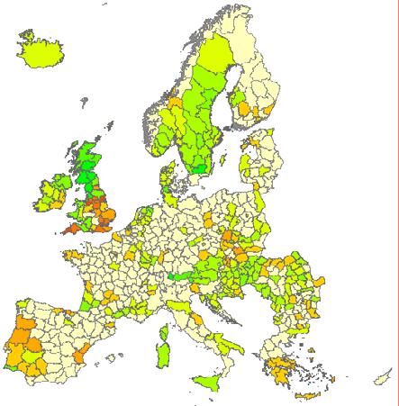 Erdőszegély változása (%) Erdők területének változása (%) 85.