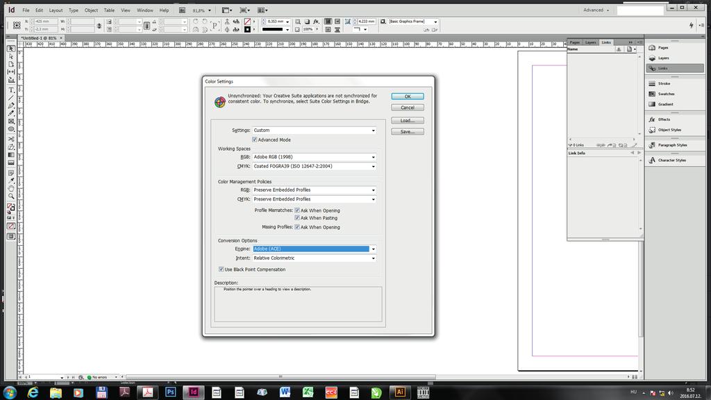 Color Management settings The PDF workflow software for professional printing supports the color settings.