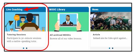 Az élő coaching irányítópulton láthatja az összes ütemezett tanórát és MOOC-t