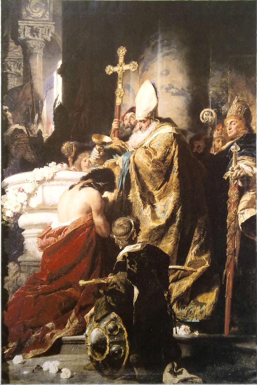 GÉZA FEJEDELEM ÉS KORA Vajk megkeresztelése. Benczúr Gyula olajfestménye, 1875 Szent István megkeresztelése a 19.