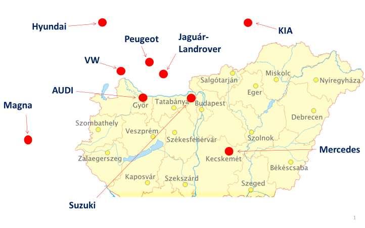 2.1.10. Autógyártók a térség közelében Stasztny Péter, 2017.11.28. 15/25 2.1.11 Műanyag feldolgozó cégek GYMS megyében >30 Feldolgozó, 2 Kompoundáló, 5 Szerszámgyártó cég működik a megyében