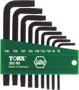 Hajlított TORX kulcsok Kivitel: Króm-vanádium acélból készült, teljesen átedzett és mangánfoszfátozott. Mart profil. Szállítás kézi tartóban.