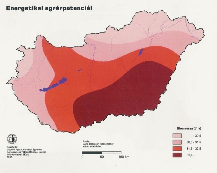 MAGYARORSZÁG ENERGETIKAI AGRÁRPOTENCIÁLJA Az ország területén éves szinten termelődő biomassza mennyisége 105-110 millió tonna,