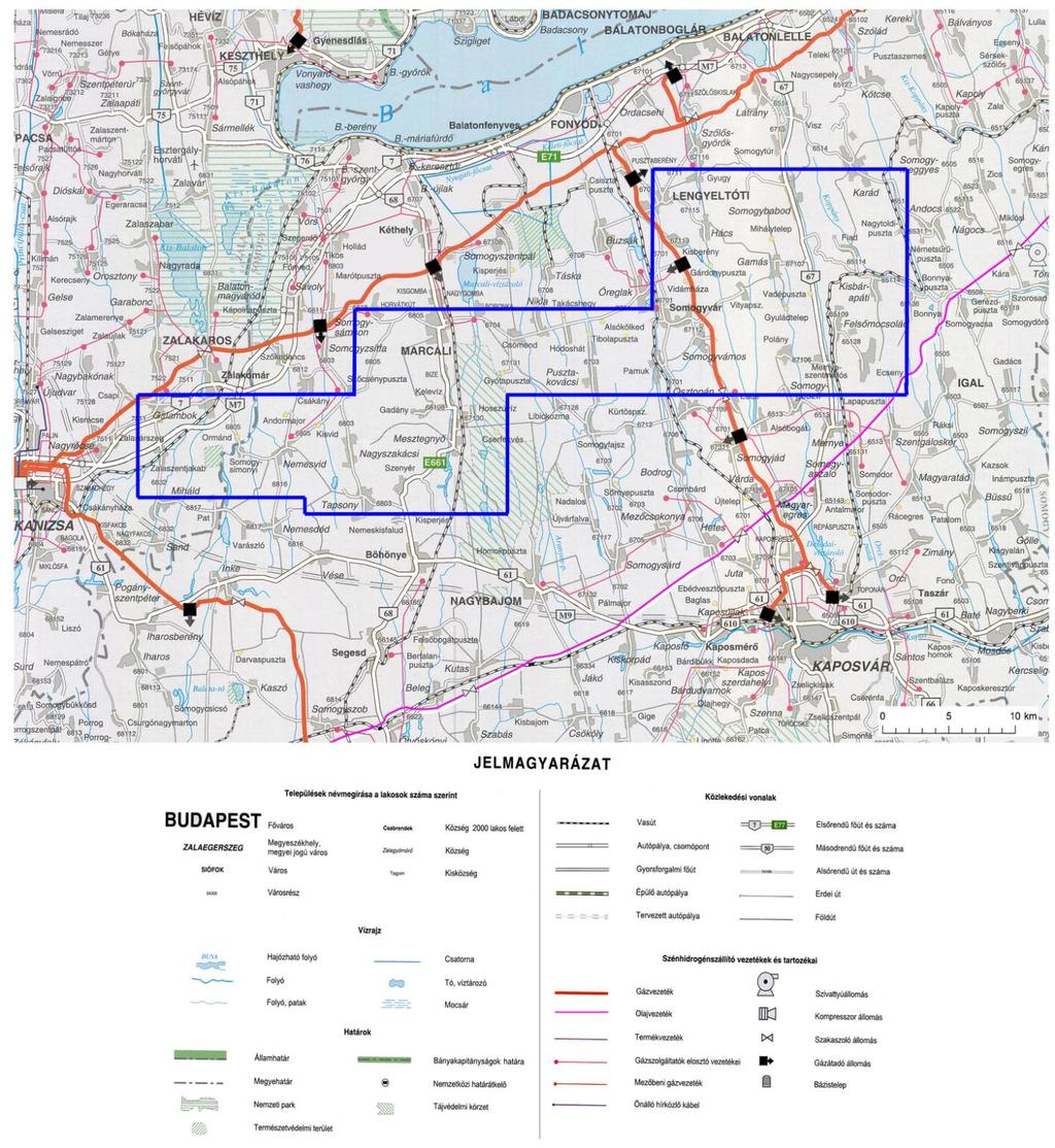 Somogyvár Komplex érzékenységi és terhelhetőségi vizsgálati jelentés közép/közép nyomásszabályozóig, ez képezi a megyék gázellátó hálózatának a gerincét és erről ellátott a megyék településeinek