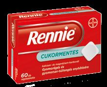 Rennie Borsmenta rágótabletta 60x A Rennie a felesleges savat vízzé és más természetes anyagokká alakítva gyors és hatékony megoldást nyújt gyomorégés és refluxos panaszok esetén.