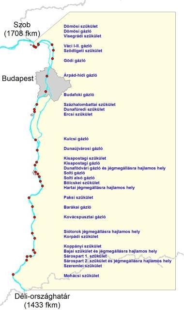 szakaszán jelentkezik. Itt a meder beszűkítése valamivel több, mint 14 cm-es vízszintemelkedéssel jár.