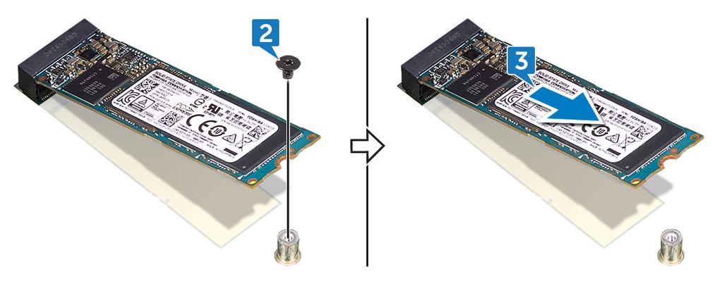 Művelet 1 Keresse meg az alaplapon az SSD-meghajtót.