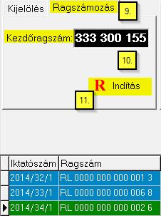 Az Indítás gombbal indítsa el az átragszámozást (11.).