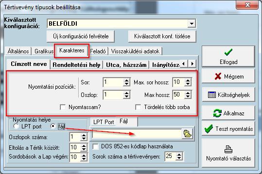 A nyomtatvány beállításaink a menete a következő: Válassza ki és állítsa be a nyomtatót. Végezzen egy teszt nyomtatást a Teszt nyomtatás gombra kattintva.