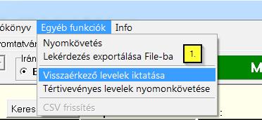 A programban lehetősége nyílik egyszerűen a visszaérkező könyvelt levelek iktatására a ragszám alapján.