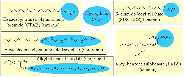 Tenzidek Anionos Kationos Nem ionos Egyéb (pl. amfoter v. ikerionos) A tenzidek tehát olyan molekulák, amelyeknek egy hidrofób és egy hidrofil része is van.