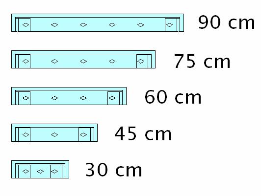 270 cm - (300 cm) Táblaszélességek (15 cm-es