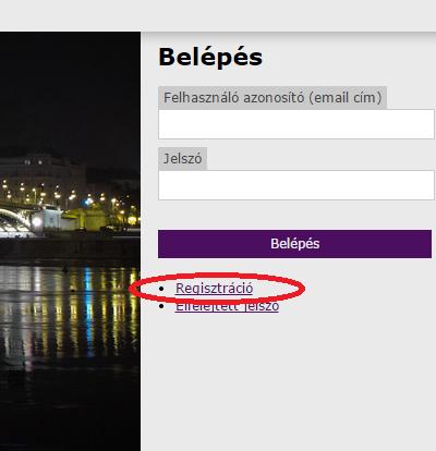 A regisztráció elkezdéséhez kattintsunk a "Regisztráció" gombra.