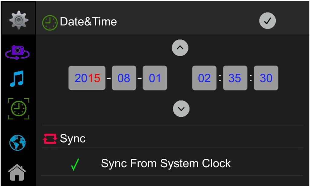 5.2. Dátum és idő beállítása (Date & Time) A főmenüben érintse meg a ikont és válassza ki a Dátum & Idő (Date & Time) lehetőséget a dátum és idő