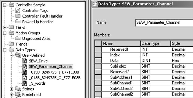 Tervezés, üzembe helyezés Tervezési példák RSLogix5000-re 5 5.5.3 Hozzáférés a MOVIDRIVE B készülékparamétereihez Paraméteradatcsere hozzáférni.