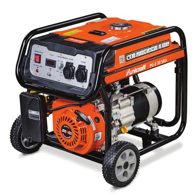 MŰHELYTECHNIKA PG-E 30/40 SRA, PG-E 60 SEA, PG-E 80 TEA Benzinmotoros szinkrongenerátoros aggregátorok igényes felhasználóknak ff Rövid ideig akár a