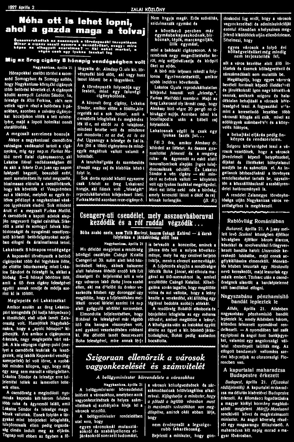 1927 április 21 Néha ott is lehet lopni, ahol a gazda maga a tolvaj 0.»a.v.r.k.dt.k a«a.aaonyok. t«r»én,a.4kl l.royau.on fv «' «" nyomra. o..nd«r«k..,...g,, m> kép.. a,.ihagyott...r.ta.,1.kl. '., m.'rkol, I *4g4n «> V lyuk.
