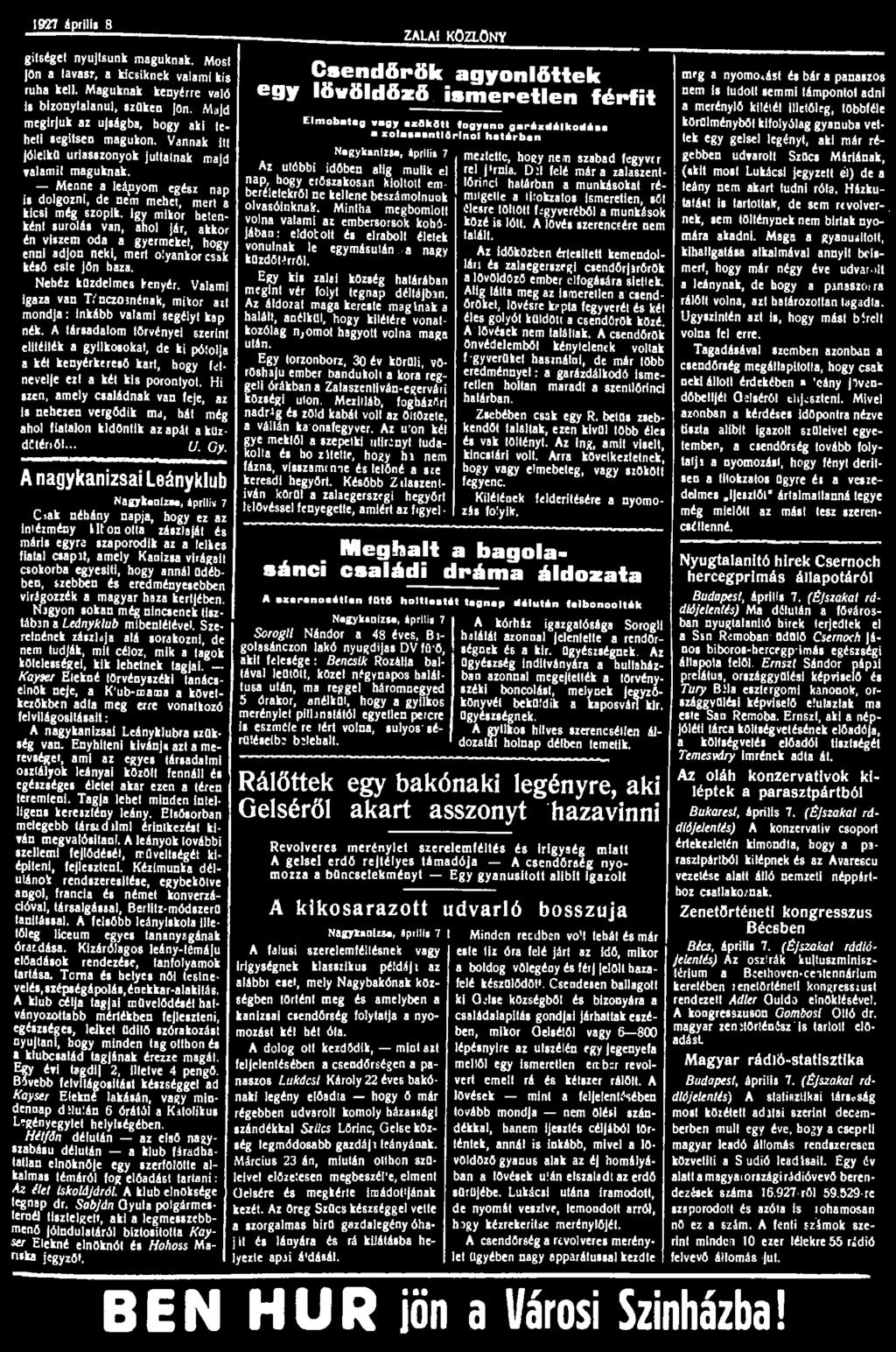 1927 április 3 gitséget nyujtsunk maguknak. Most Jön a lavasr, a kicsiknek valami kis ruha kell. Maguknak kenyérre való is bizonytalanul, szűken ön.