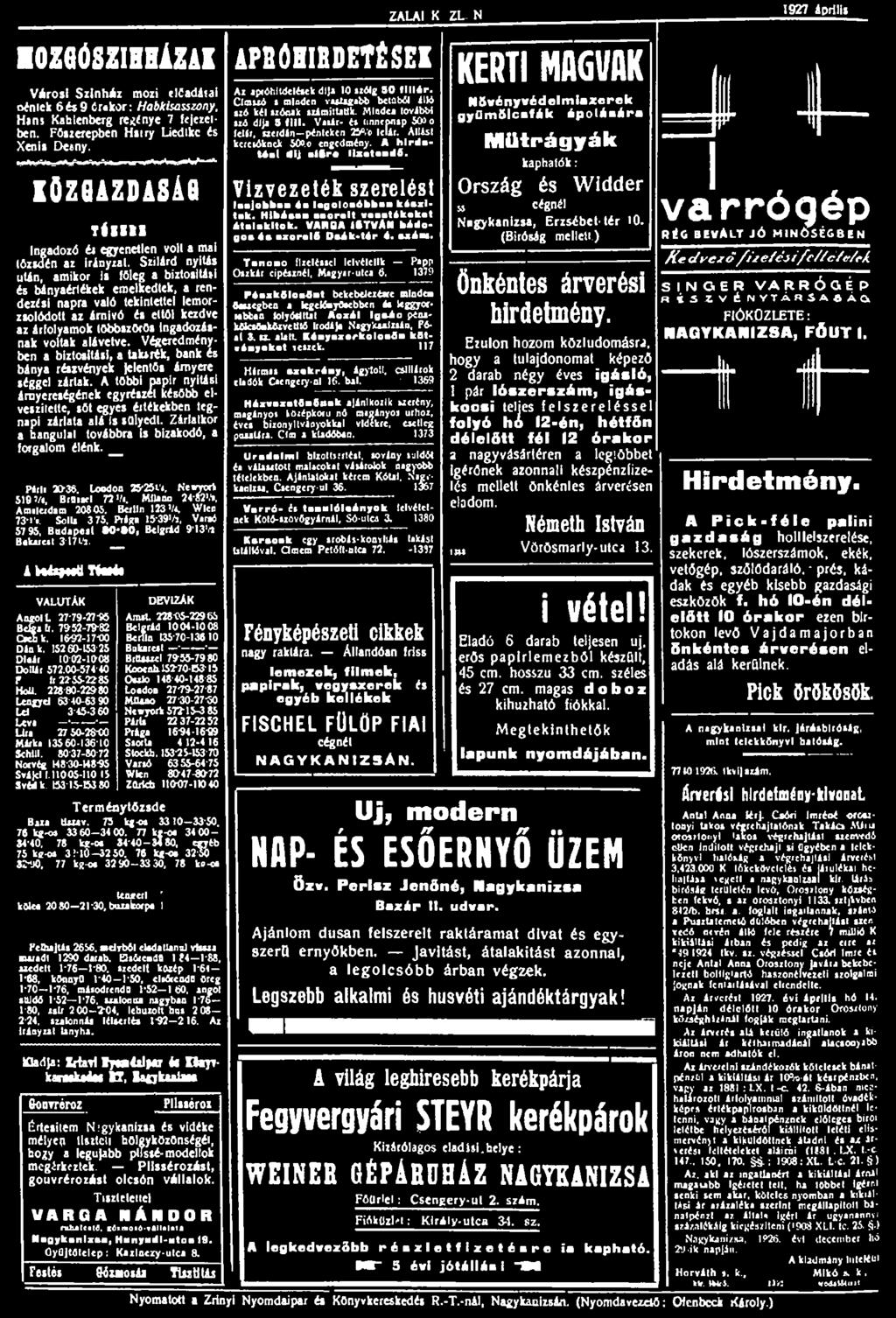 lozeószihházai Városi Színház mozi tlíadáui Diniek 6 és 9 érakor: Habkisasszony, Hsns Kahlenberg reiínye 7 fe ezeiben. Főszerepben Hstry Liedikc és Xenis Desny.. '1,I *»_I n.