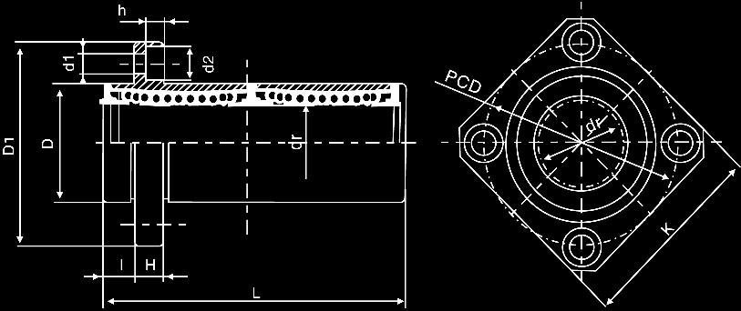 LINEÁRIS TENGELY ÉS CSAPÁGY LINEAR SHAFT AND BALL BUSHING LMKP-L TÍPUS LMKP-L TYPE Golyó sorok Ball circuit dr D L (±,3) I D1 K H PCD d1xd2xh Excentrikusság Eccentricity (max.