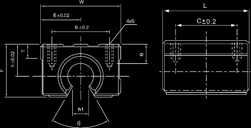 4.15 SME4UU 42 45 9 9 72 2 19 5 65 65 M1x2 LM4UU-OP 216 42 133 84.4.16 SME5UU 53 6 12 11 92 25 23 5 94 8 M1x2 LM5UU-OP 382 794 3 Az alumínium házban LM-OP típusú csapágy van.