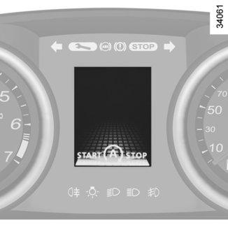 STOP AND START FUNKCIÓ (1/3) A rendszer az üzemanyag és az üvegház hatást okozó gázok kibocsájtását csökkenti. A jármű elindulása után a rendszer automatikusan aktiválódik.