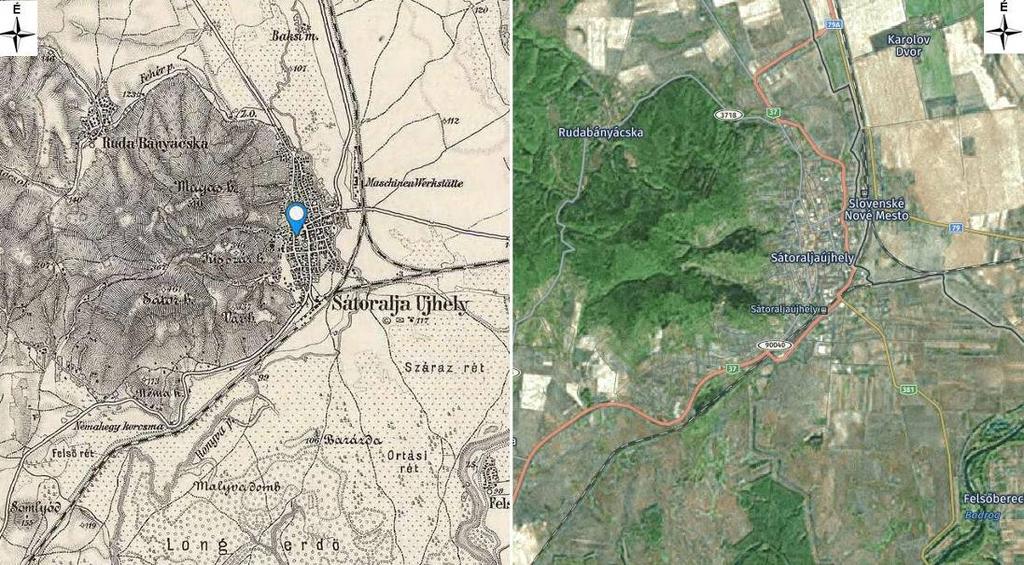 Tájhasználat, tájszerkezet Sátoraljaújhely város tájhasználat és tájszerkezet alakulását a következő térképek segítségével sikerül bemutatni (16. és 17. ábra): a I.