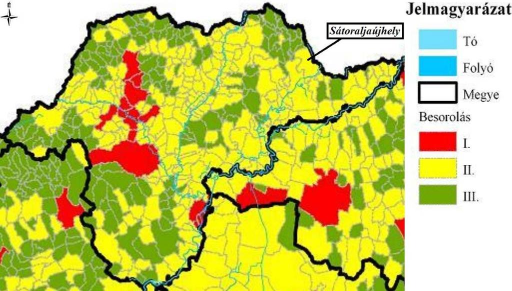 33. ábra Sátoraljaújhely város katasztrófavédelmi besorolása (Forrás: www.katasztrofavedelem.