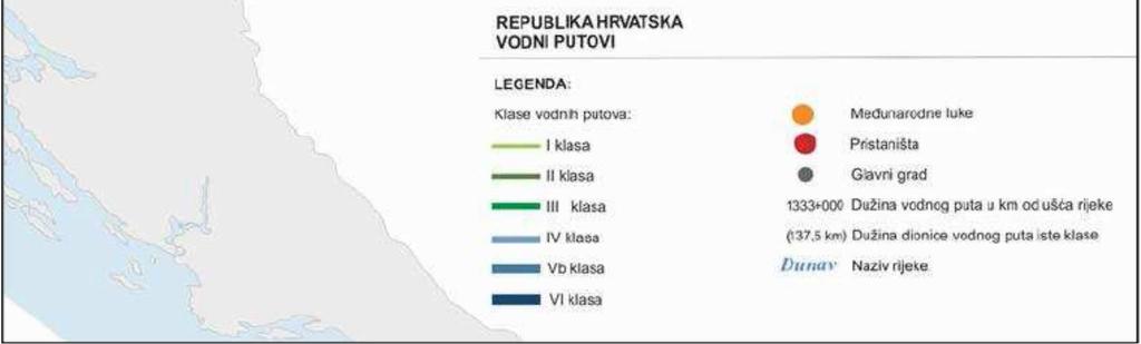107 ábra A ban a belső vizi utak térképe (Forás: MMPI) A belső hajóutakat a személy- és teherforgalom lebonyolítására szánták, noha a személyforgalom elenyésző a teherforgalommal szemben.