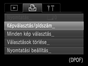 Képek kiválasztása nyomtatásra (DPOF) Az [Index] beállítás esetén a [Dátum] és a [Fájlszám] nem lehet egyszerre [Be] értékű.